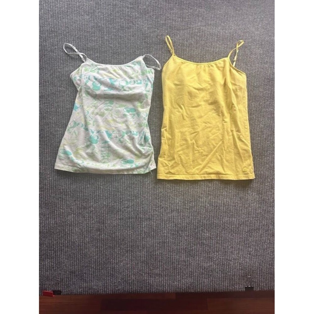 Aeropostale Y2K Cami Tank Top Lot of 2 Women's Size Large Yellow Graphic Camis